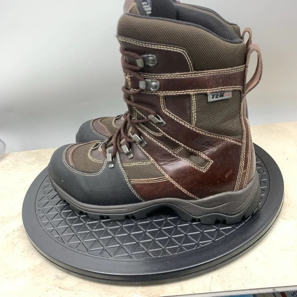 LL Bean Boots Men Size 10 Shoes Brown Black Leather Tall Winter Snow Tek 2.5‎